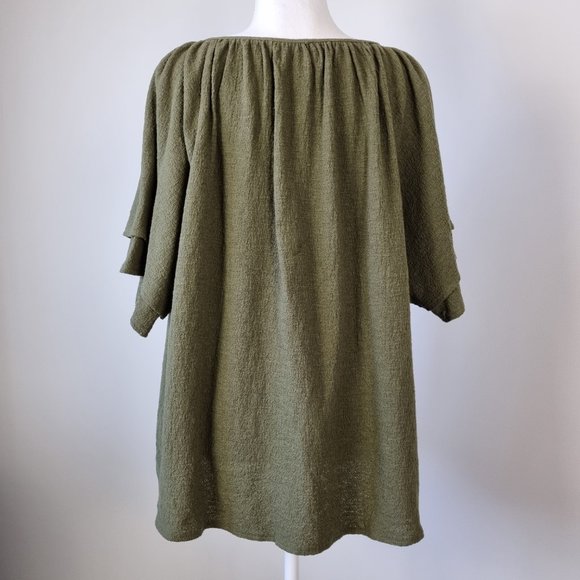 Madewell Tiered-Sleeve Blouse Miss Green Peasant Size 3X - Picture 3 of 14
